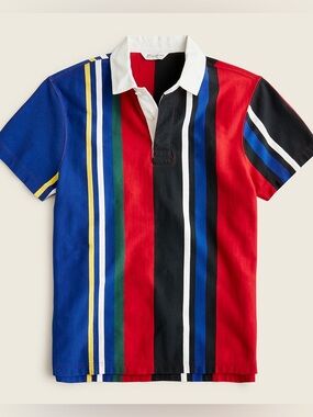 J. Crew Short-sleeve rugby shirt in mixed stripe
